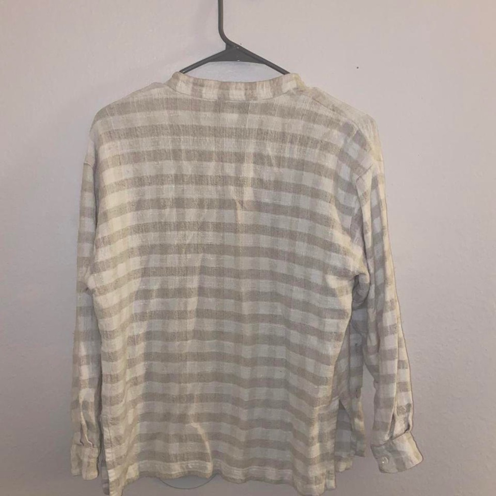 Points West Cream Squared Patterned Vintage Butto… - image 4